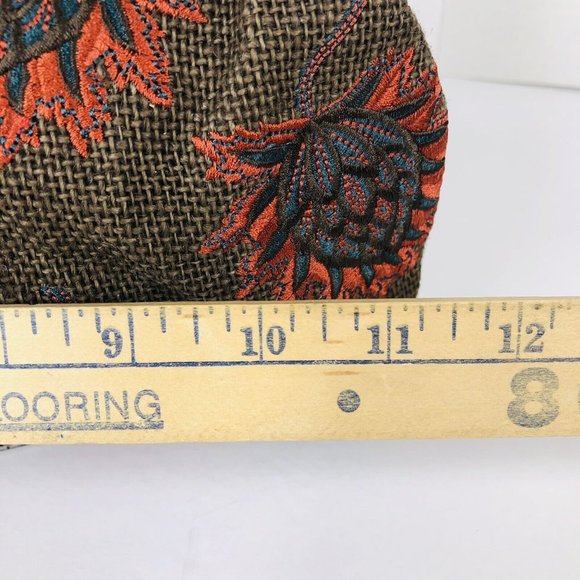 LouLou de la Falaise Brown and Red Embroidered Gold Frame Clutch Purse Bag - Picture 6 of 11